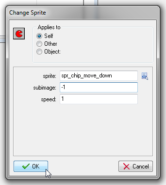 change into move down