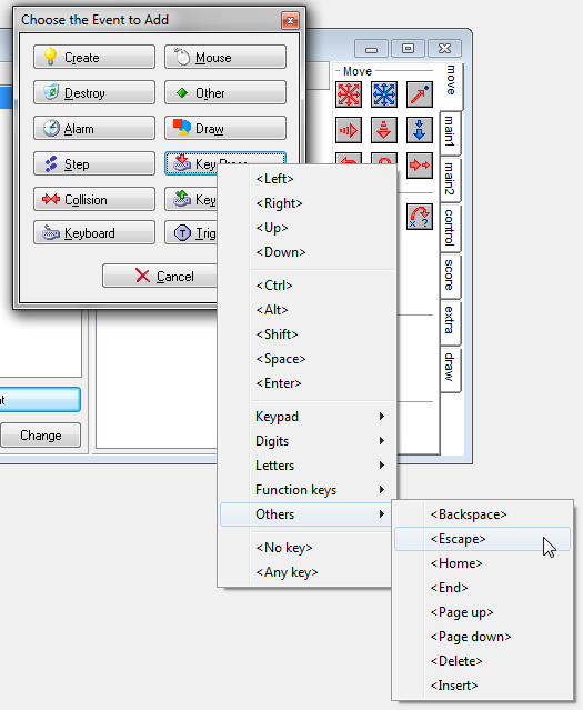 press escape key